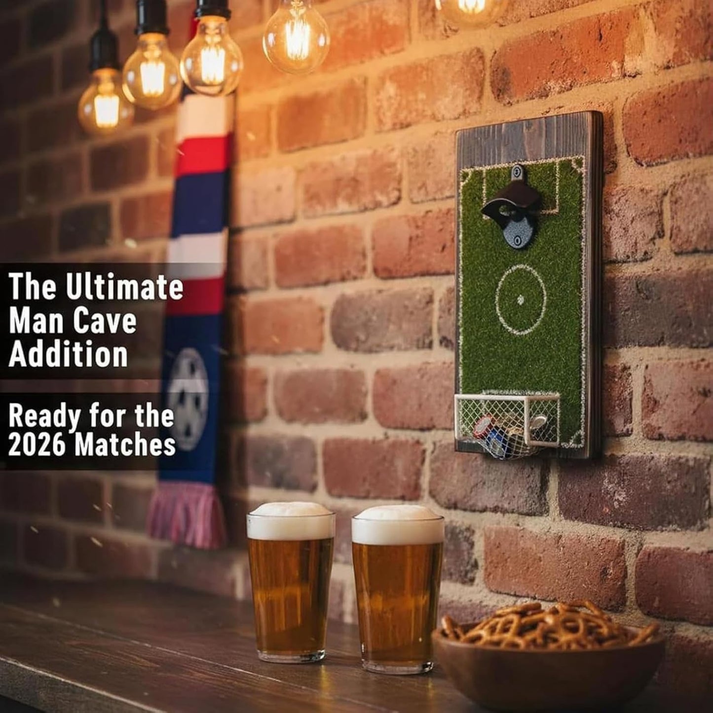 ⚽2026 Soccer Field Wall-Mounted Bottle Opener & Cap Catcher - Creative Football Bar Decor