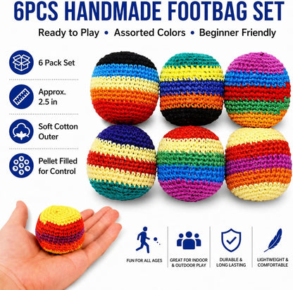 Premium 6-Piece Handmade Footbag Set – Authentic Guatemalan Craftsmanship