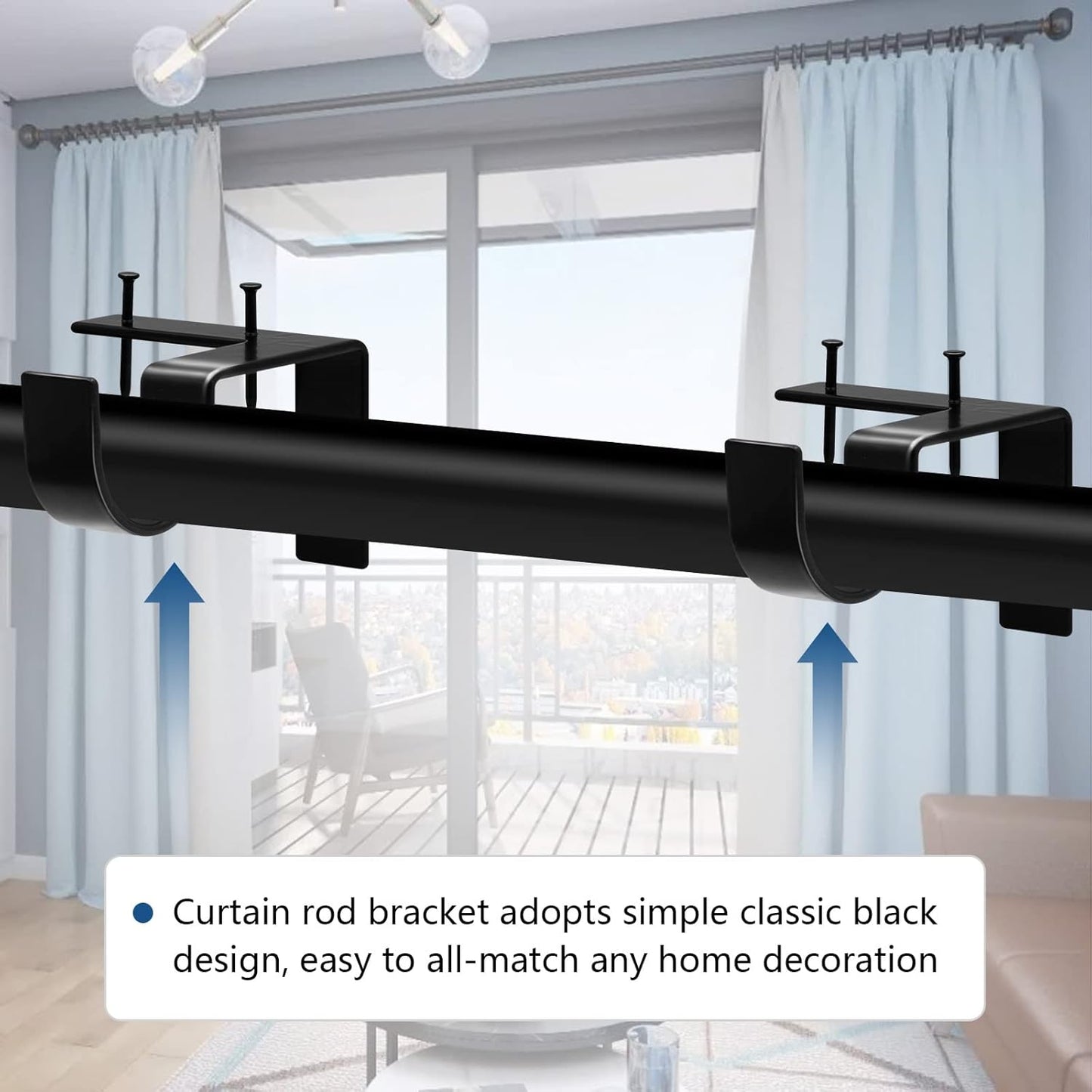 🪟 No Drill Heavy Duty Curtain Rod Brackets, 2 Pack