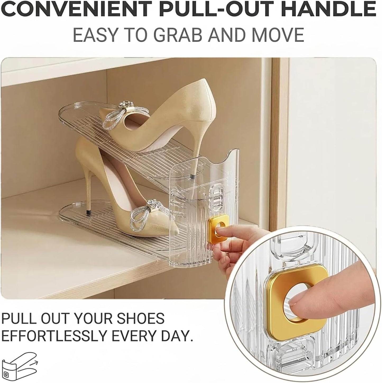Shoe Organizer for Closet – Stackable Rack with Height Adjustment