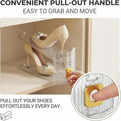 Shoe Organizer for Closet – Stackable Rack with Height Adjustment