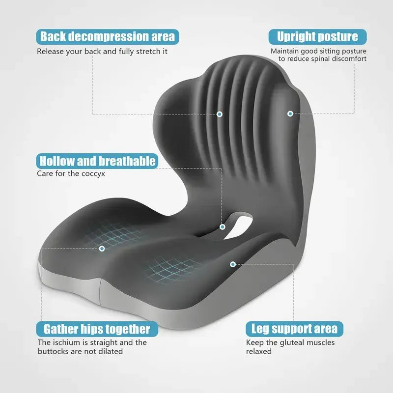 🏅Ergonomic Memory Foam Seat Cushion with Lumbar & Back Support, Relieves Back Pain, Reduces Pressure