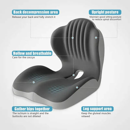 🏅Ergonomic Memory Foam Seat Cushion with Lumbar & Back Support, Relieves Back Pain, Reduces Pressure