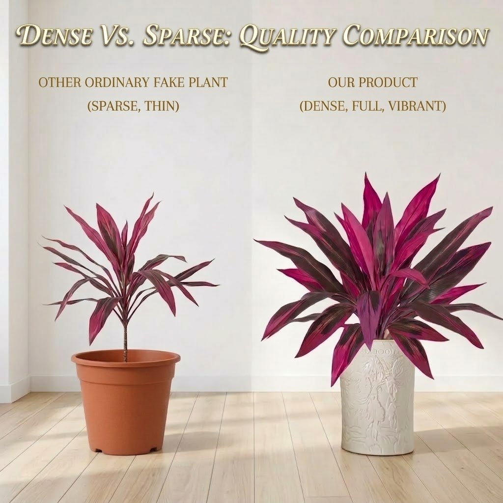 2Pcs Large Artificial Boston Fern & Dragon’s Blood Tree Plants | Vibrant Pink Purple Faux Plants for Garden Patio Balcony Decor 🌼