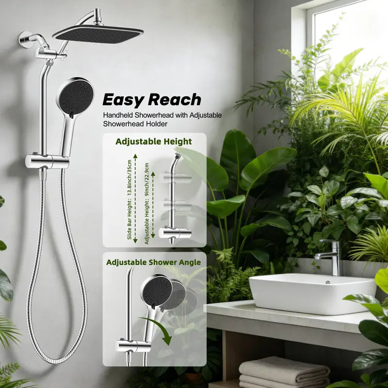 🚿 Luxury 3-Way Rainfall Shower Head Combo System 🚿
