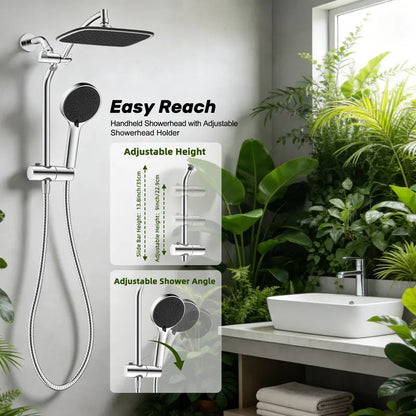 🚿 Luxury 3-Way Rainfall Shower Head Combo System 🚿