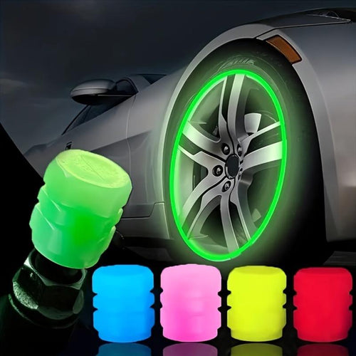 Glow-in-the-Dark Car Tire Valve Cap Set - Durable, Easy-to-Install