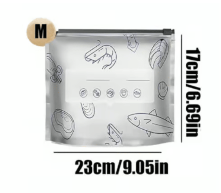 Reusable Aluminum Foil Sealable Storage Bags, 2025 New Resealable Vacuum Zipper Pouches for Food, Stand Up Foil Sealable Bags with Label and Zip Lock for Vegetable Fruit Meat