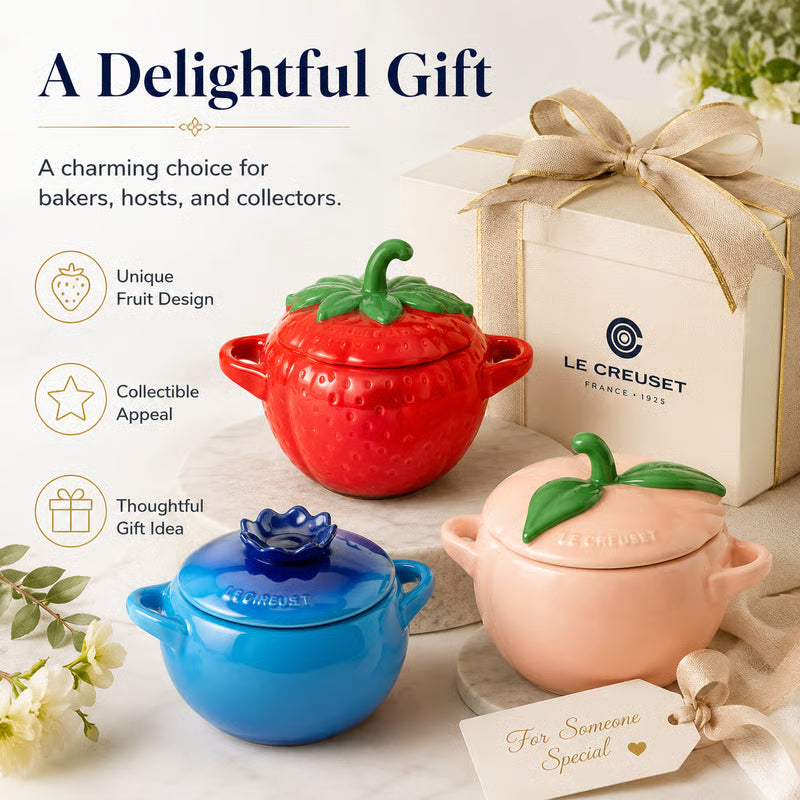 🍓 Le Creuset Mini Fruit Cocotte - 16oz Stoneware, Oven-Safe & Adorable for Baking & Serving!