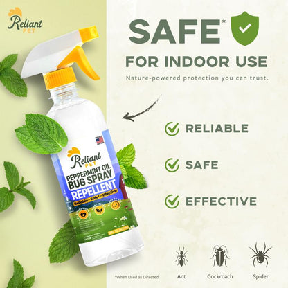 🌿🪳Natural Peppermint Bug Spray — 16oz Kid & Pet Safe Insect Repellent