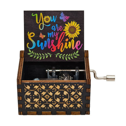 Hand-Crank Wooden Music Box: Plays “You Are My Sunshine”