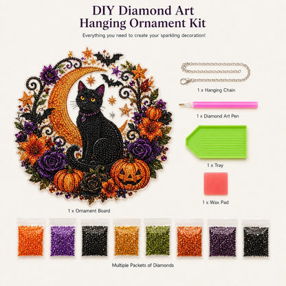🔥Last Day 50% OFF-🎃Halloween Moon Ghost Diamond Art Hanging Ornament Kit