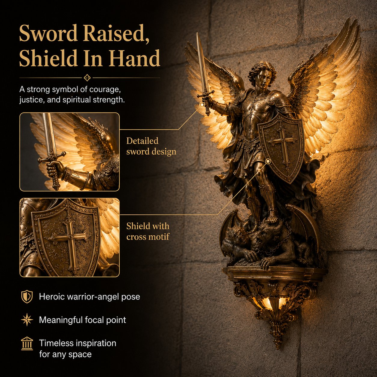 🔥 Divine Archangel Wall Light | A Symbol of Protection & Faith