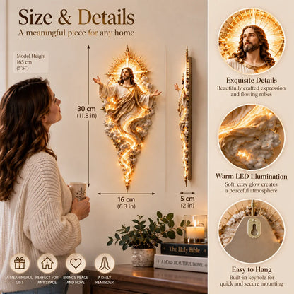 ✝️ Light of the World Jesus Wall Sculpture – A Radiant Symbol of Faith for the Home