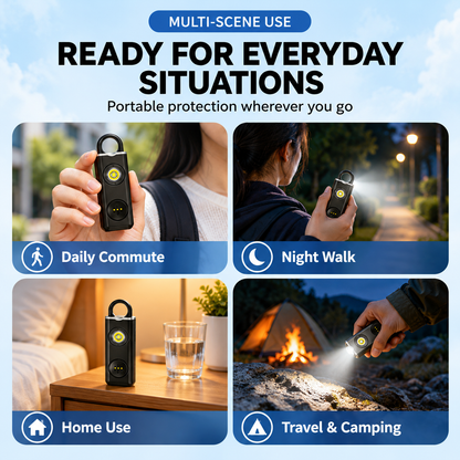 🚨 130dB Personal Safety Alarm 🔦 Rechargeable LED Emergency Alarm Keychain