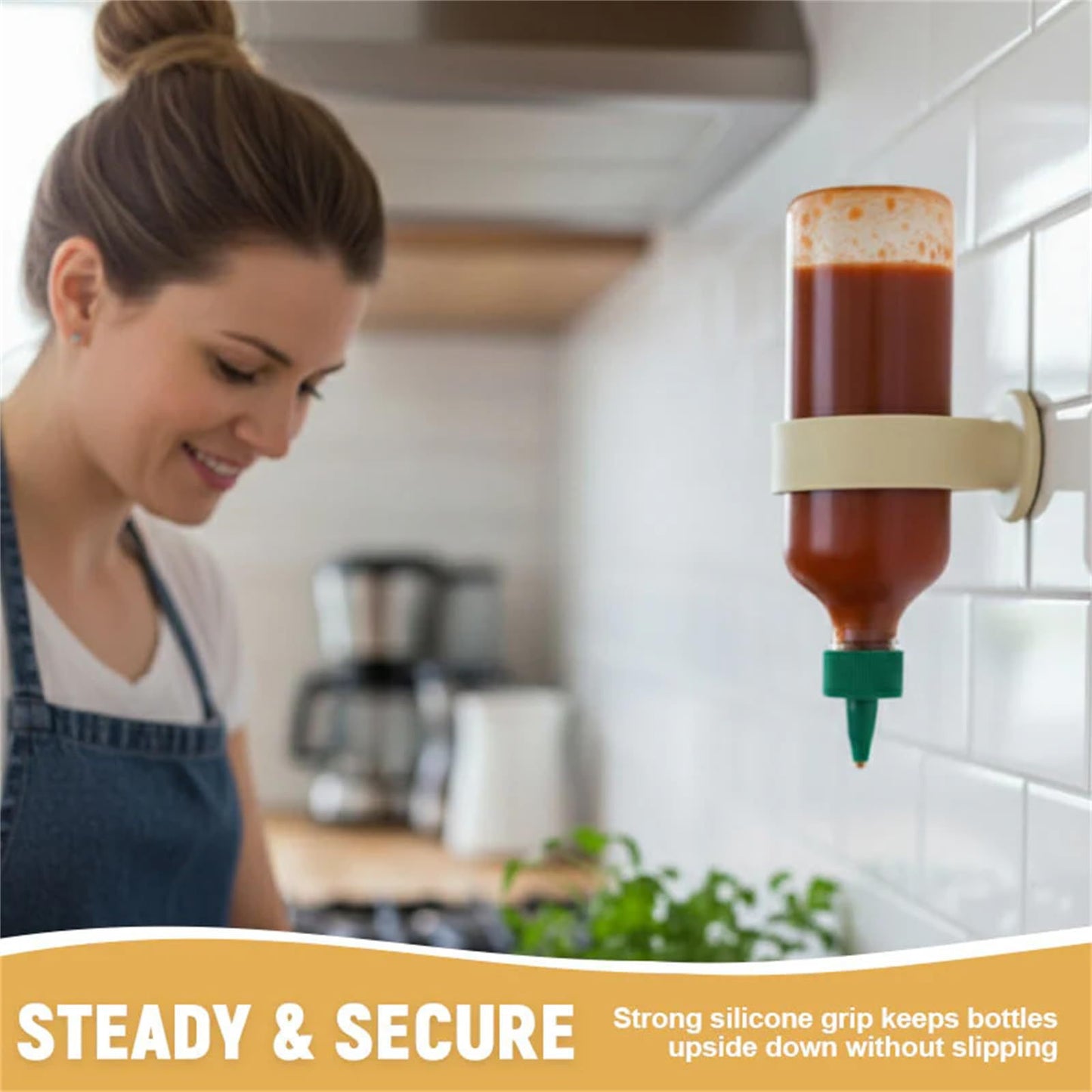 Portable silicone wall-mounted sauce bottle holder