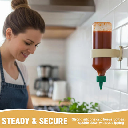 Portable silicone wall-mounted sauce bottle holder