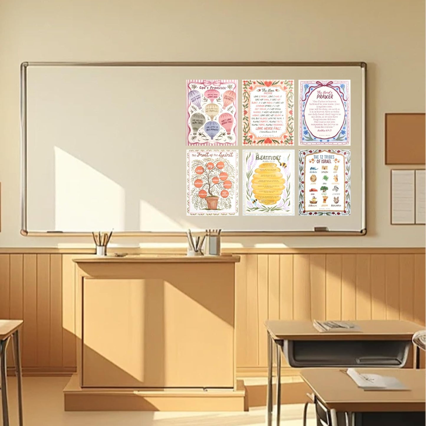 Bible Posters, 15pc, Hand Drawn, 14x11 inch, Laminated