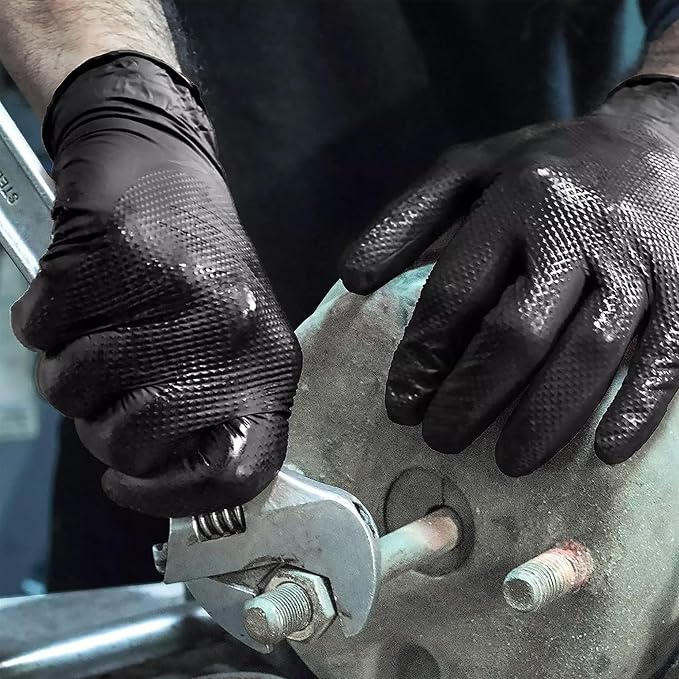 Industrial Black Nitrile Diamond Texture Grip Disposable Gloves
