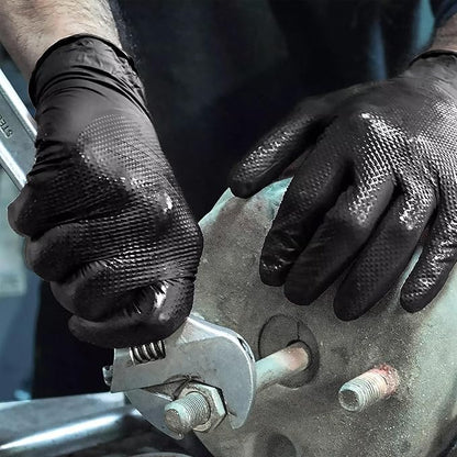 Industrial Black Nitrile Diamond Texture Grip Disposable Gloves