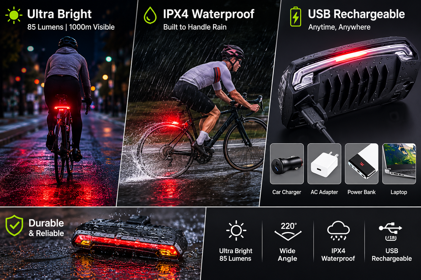 ✨Smart Bike Tail Light – Ride Safe, Be Seen Everywhere🚴