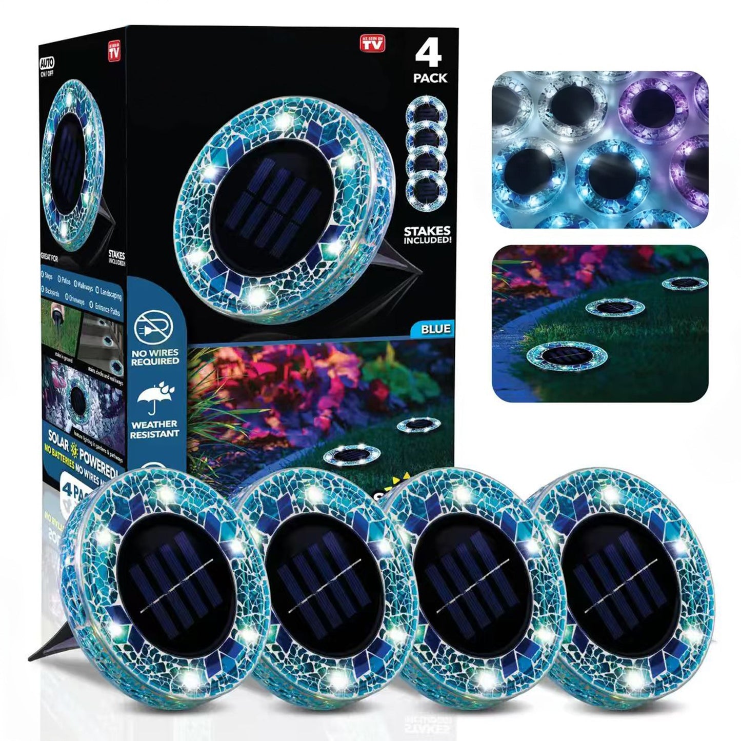 ✨Solar Outdoor Mosaic Disk Lights, Waterproof Pathway LED Light