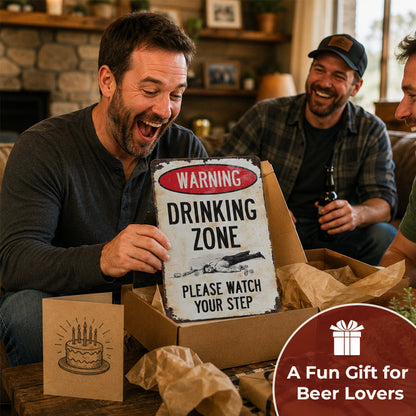 Funny Warning Drinking Zone Vintage Bar Metal Sign （2pcs）🍻🚧