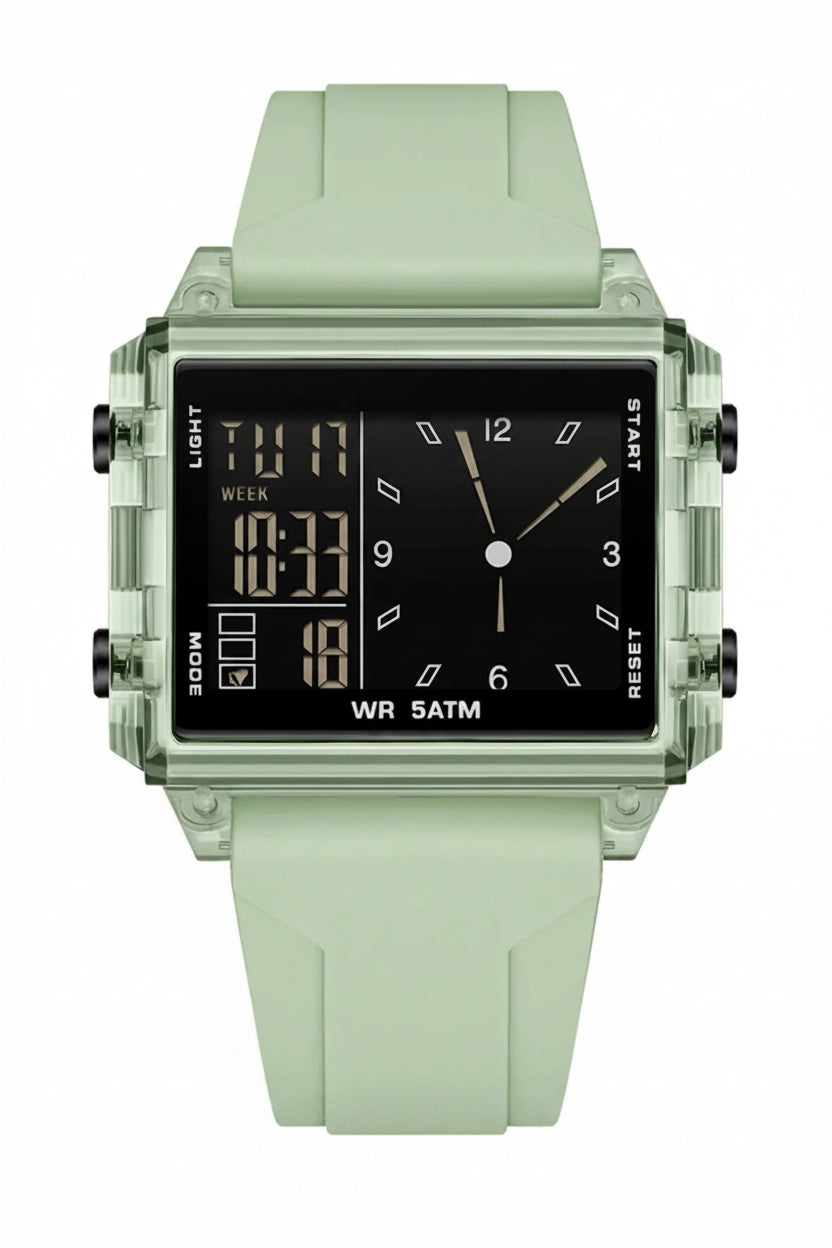 Analog-Digital Sport Watch – Waterproof, Luminous & Multi-Function