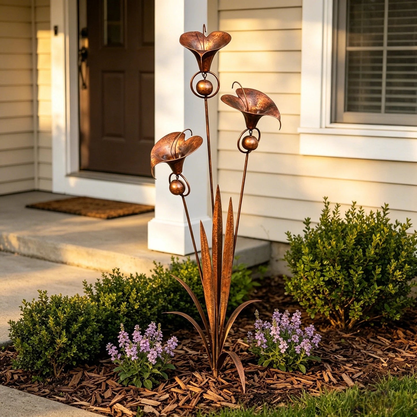 Copper Calla Lily Garden Chime Set – A Peaceful Touch for Flower Lovers 🌿🔔