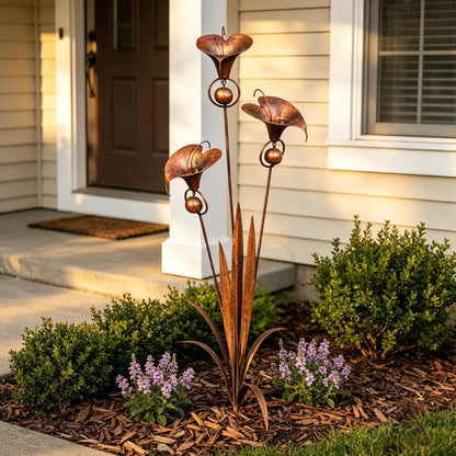 Copper Calla Lily Garden Chime Set – A Peaceful Touch for Flower Lovers 🌿🔔