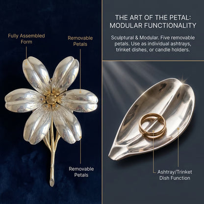 🌸 Vintage Flower Ashtray & Candle Holder – Sculptural Elegance