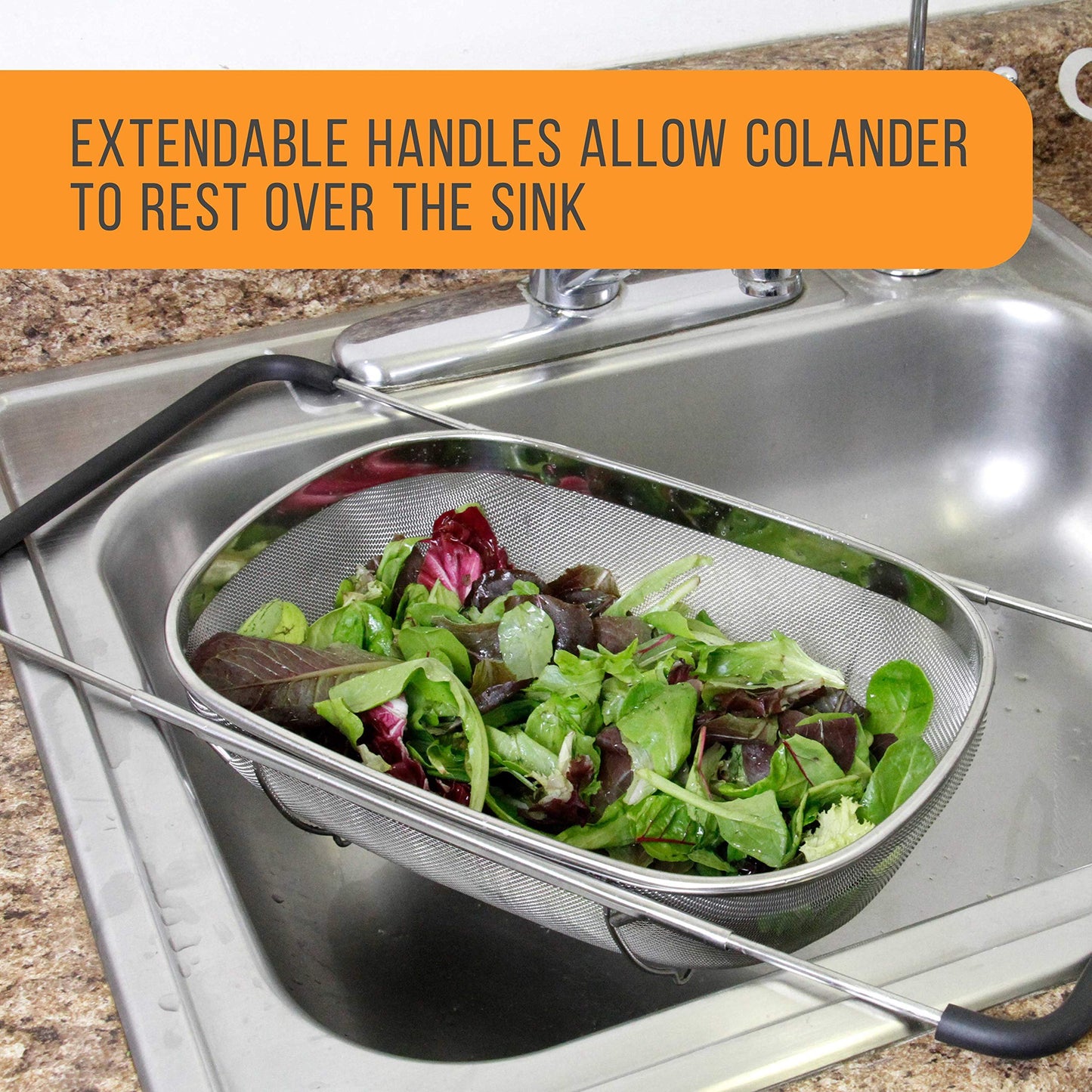 🥗 Premium Stainless Steel Colander – Fast Draining, Effortless Cooking