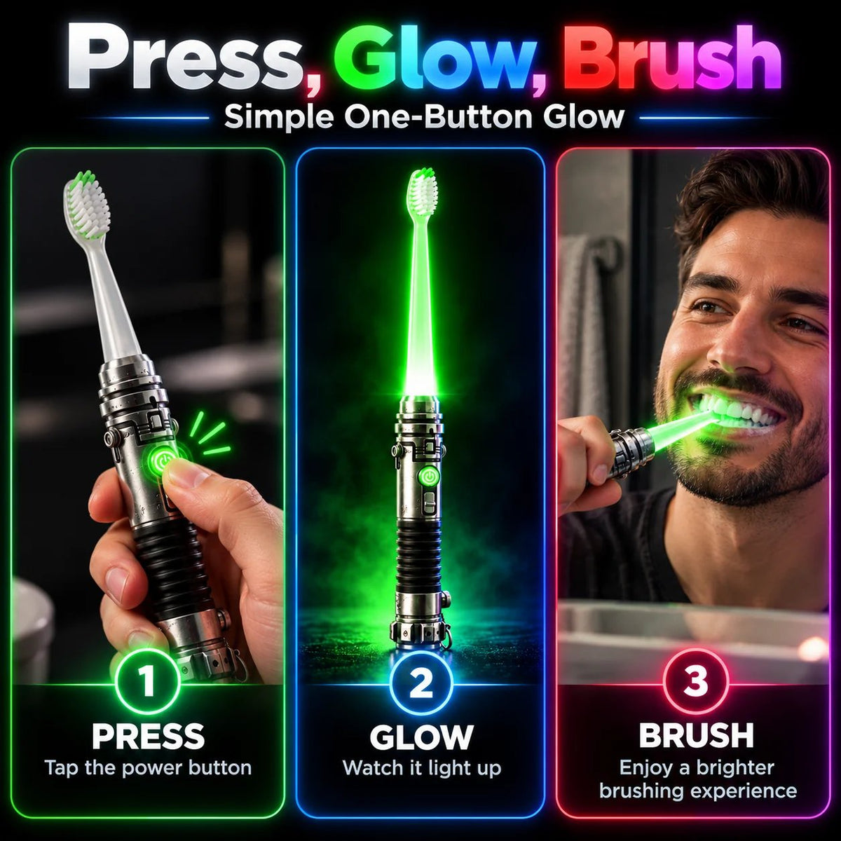 🔥HOT SALE🔥Galactic Glow Toothbrush – LED Light-Up Manual Toothbrush