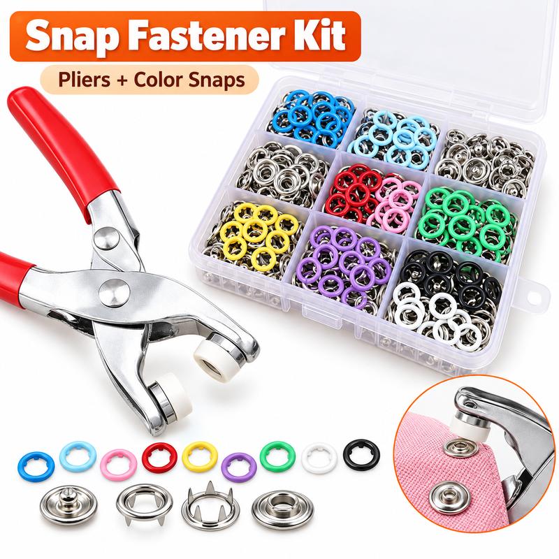 🔥Black Friday Deal｜Seamless Stitching Sewing Kit‑100Pcs Invisible Colored Metal Buckle & Manual Pressure Pliers