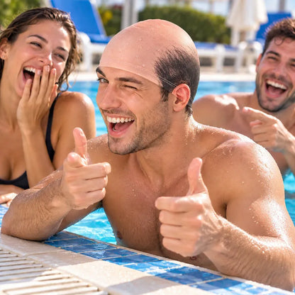 😂 Bald Guy Swim Cap – Realistic Bald Head Novelty Swimming Cap 💦