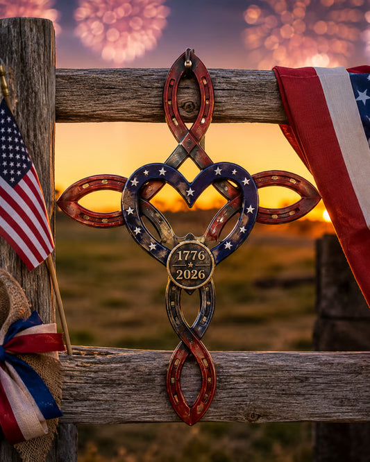 ❤️ Last Day 49% OFF｜🦅 Handmade in USA America 250th Horseshoe Cross Decor