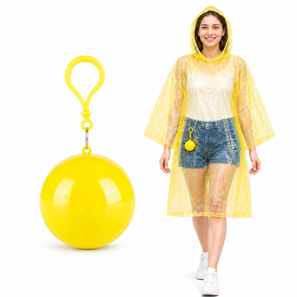 Portable Rain Poncho Ball – Waterproof Hooded Raincoat with Clip-On Case | 2, 4 & 6 Pack