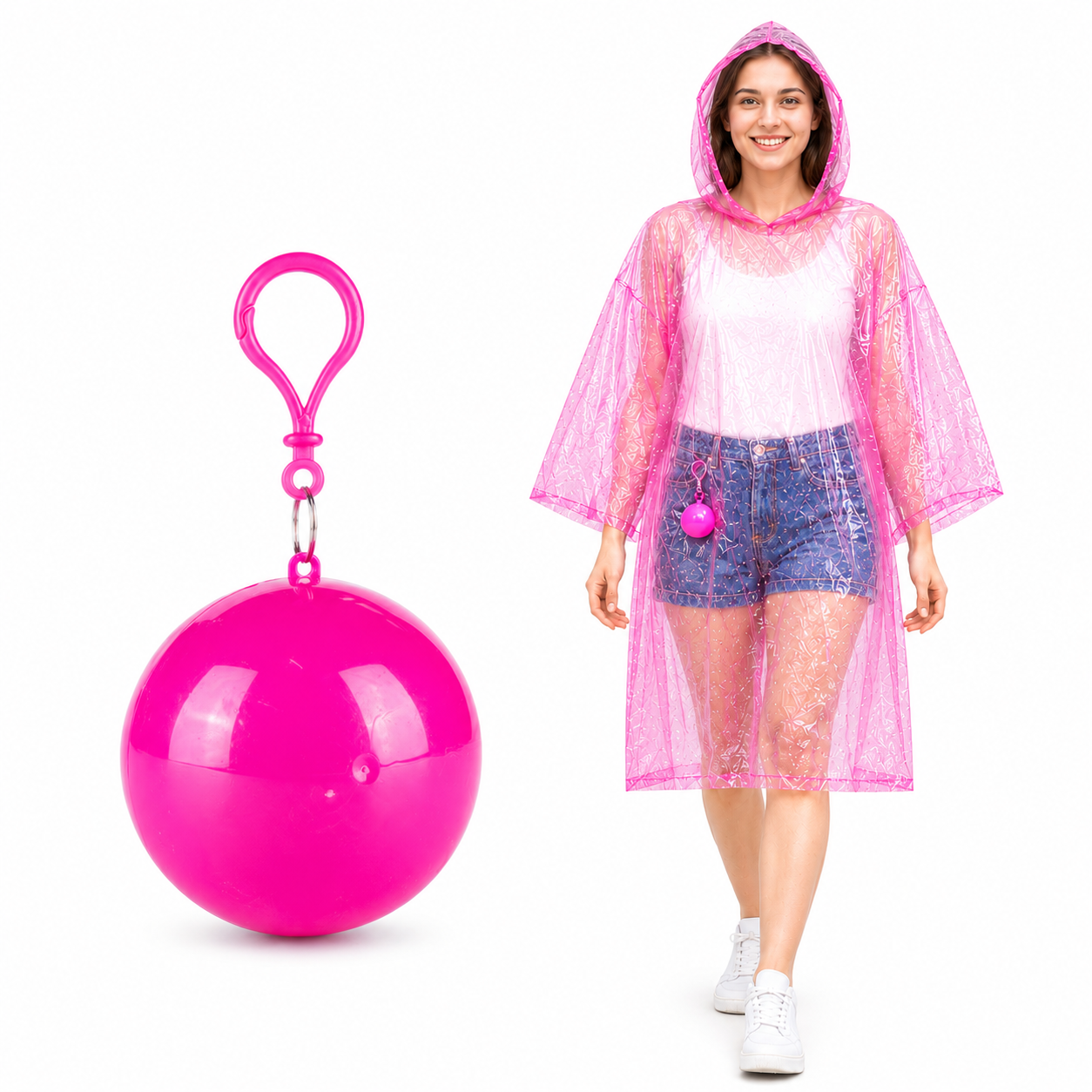 Portable Rain Poncho Ball – Waterproof Hooded Raincoat with Clip-On Case | 2, 4 & 6 Pack