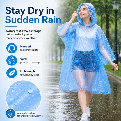 Portable Rain Poncho Ball – Waterproof Hooded Raincoat with Clip-On Case | 2, 4 & 6 Pack