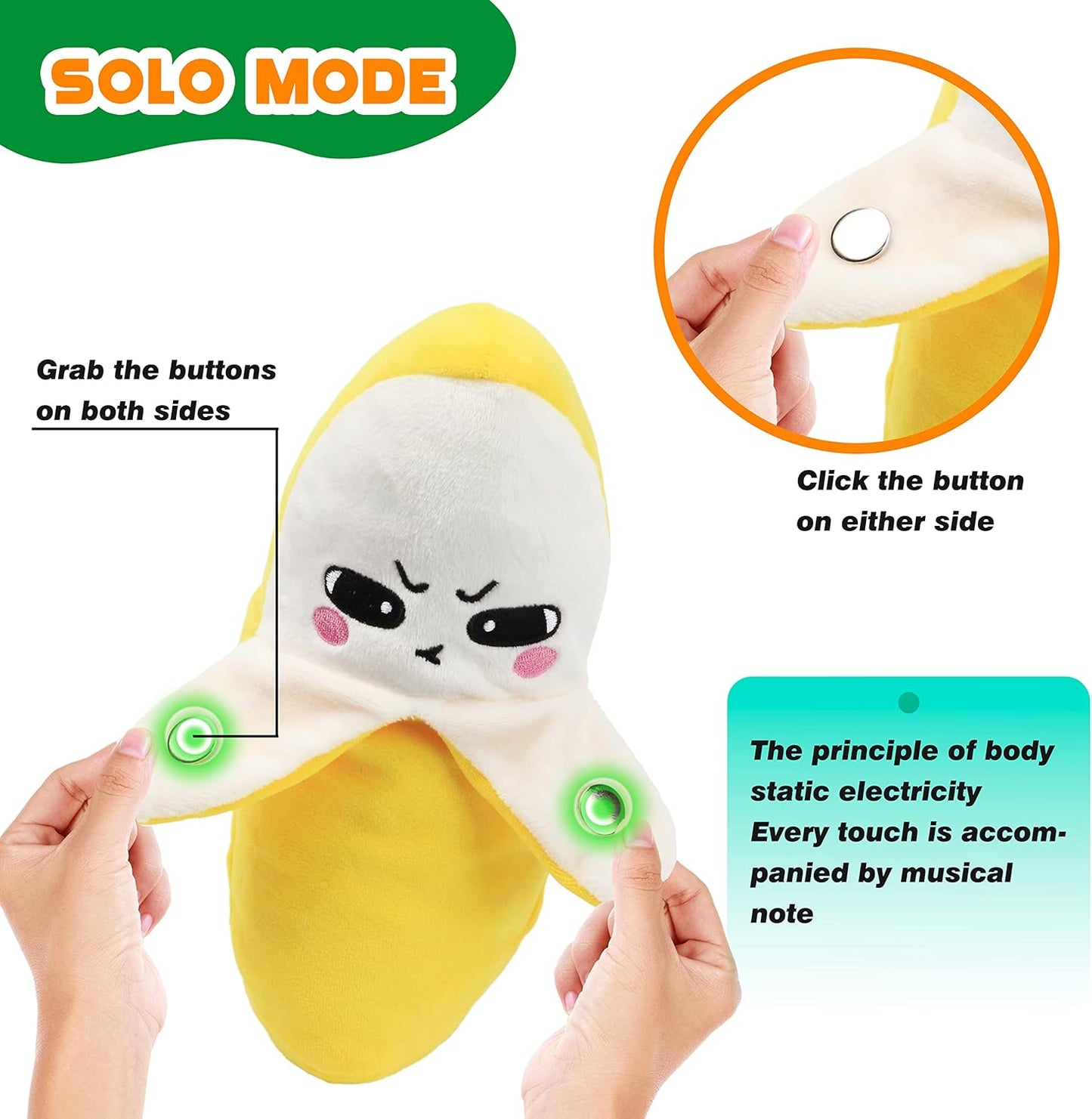 Interactive Banana Sensing Piano Plush Toy – 9" Bio-Electric Induction Musical Fruit Stuffed Animal, Multiplayer Animated Rhythm Toy for Toddlers & Parties