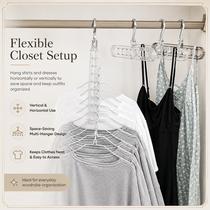 9-Hole Foldable Pants Hanger – Adjustable Anti-Slip Space-Saving Closet Organizer