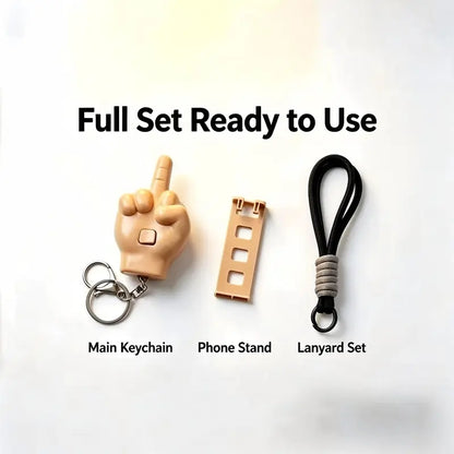 👆 Funny Pop-Up Gesture Keychain – Phone Stand & Lanyard Set 🔑📱