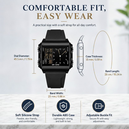 Analog-Digital Sport Watch – Waterproof, Luminous & Multi-Function