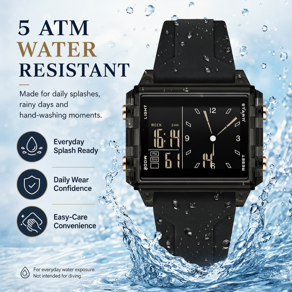 Analog-Digital Sport Watch – Waterproof, Luminous & Multi-Function