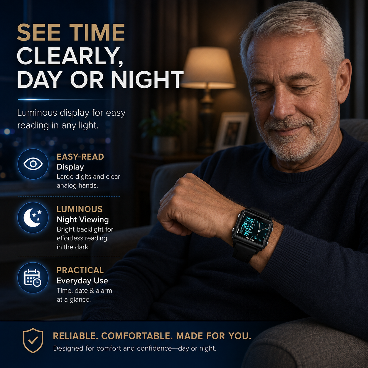 Analog-Digital Sport Watch – Waterproof, Luminous & Multi-Function