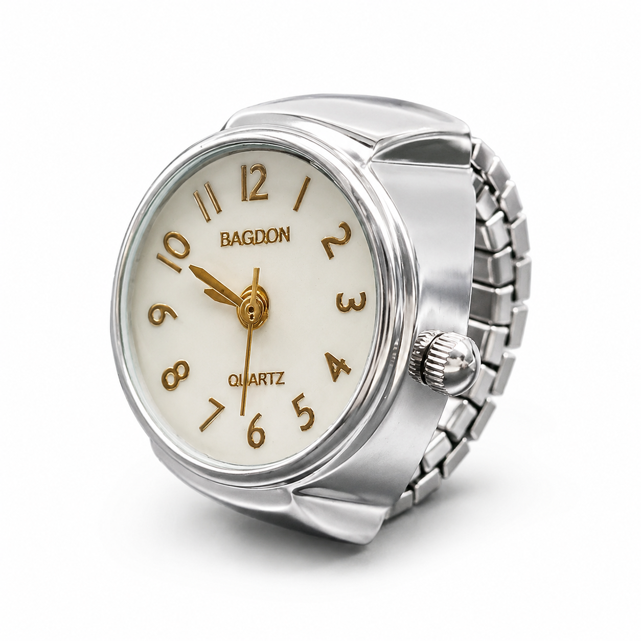 Vintage Gold-Tone Ring Watch – Green Roman Numeral Dial for Men & Women