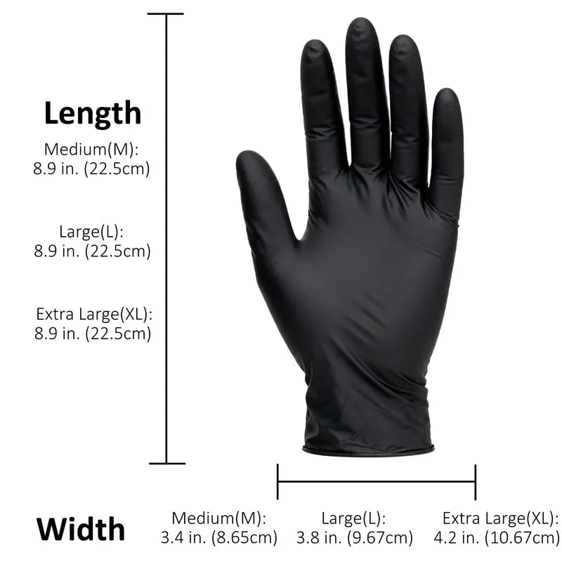 Black Nitrile Gloves, 6mil Heavy Duty Soft Disposable Gloves, 100 Count Latex Free Powder Free Reusable