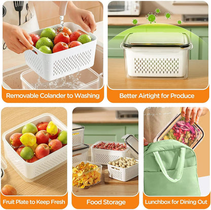 🍓3PCS Leakproof Produce Storage Bins With Removable Colander 💧