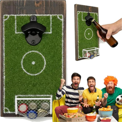 ⚽2026 Soccer Field Wall-Mounted Bottle Opener & Cap Catcher - Creative Football Bar Decor