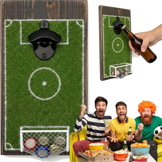 ⚽2026 Soccer Field Wall-Mounted Bottle Opener & Cap Catcher - Creative Football Bar Decor